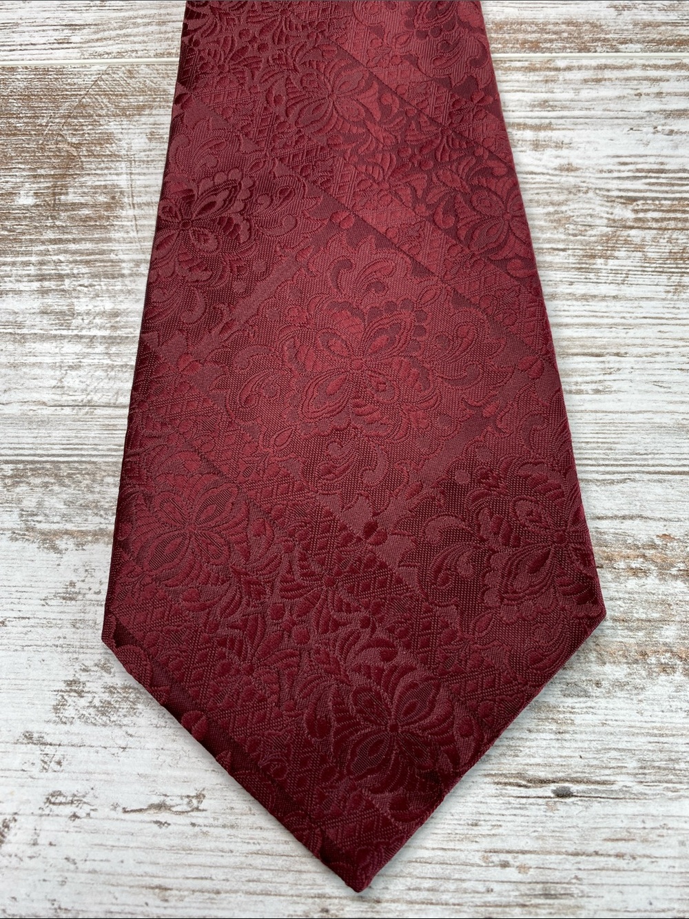 Red Floral Vintage 70s Damask Tie Wide 4.5” Mens Necktie Wedding Formal Ecklund
